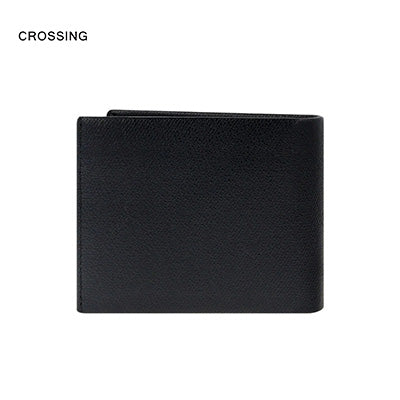 Crossing Elite Bi-fold Leather Wallet [12 Card Slots] RFID in black, perfect for corporate gifts and daily use.