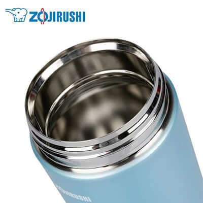 Inside view of ZOJIRUSHI Stainless Steel Food Jar 0.75L showing stainless steel finish for optimal temperature retention.