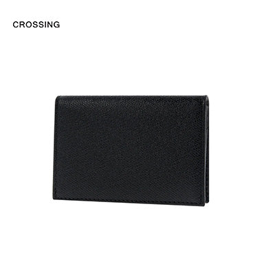 Crossing Elite Leather Leather Card Case With Magnet Closure RFID in sleek black design.