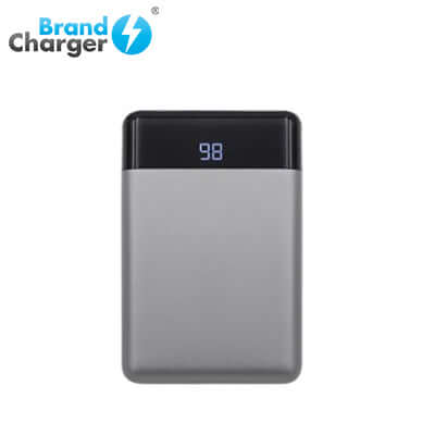 BrandCharger 10000mAh Powerbank XL in sleek design with digital display for corporate gift use.