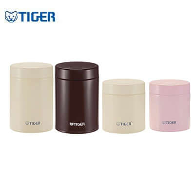 Tiger Double Stainless Steel Vacuum Food Jar MCJ in various sizes and colors, perfect for meals and corporate gifts.