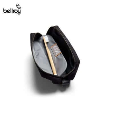 Bellroy Dopp Kit with toothbrush sleeve and water-resistant lining for organized travel essentials.