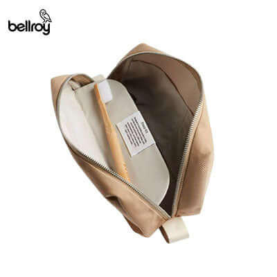 Interior view of the Bellroy Dopp Kit (Premium Edition) showcasing its organized compartments.