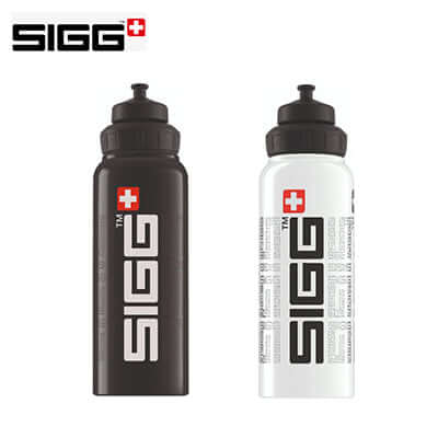 SIGG Signature 1L WMB Aluminium Water Bottle in black and white, ideal for corporate gift.