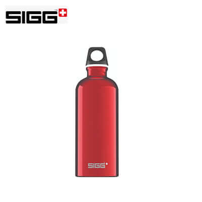 SIGG Traveller 0.6L Aluminium Water Bottle in vibrant red, perfect for hydration and as a corporate gift.