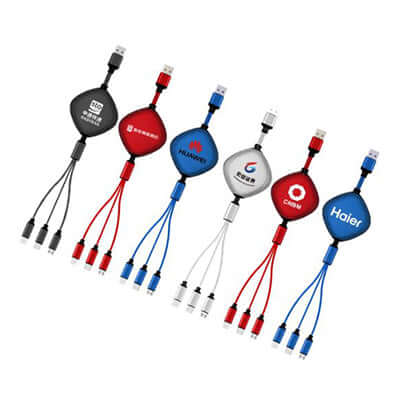 Fast Charging 3 in 1 Retractable Cable Corporate Gifts Singapore