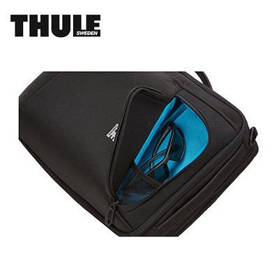 Thule 15.6'' 2-in-1 Laptop Backpack showing SafeZone compartment for glasses and valuables.
