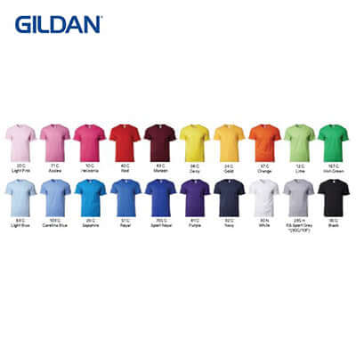 Gildan Premium Cotton Youth T-Shirt colors display showing various options for corporate gifts.