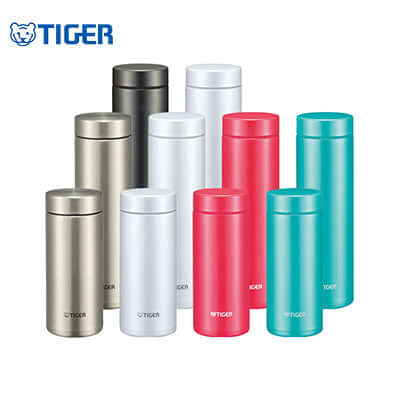 Tiger Stainless Steel Vacuum Insulated Mug MMZ-A1 in various colors and designs, perfect as a corporate gift.