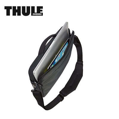 Thule Subterra MacBook Attaché 13" Laptop Bag with a sleek design showing a laptop inside.