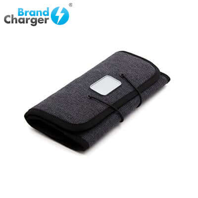 BrandCharger Folio Mobile Accessories Organizer in grey, showcasing a stylish and practical design for gadget organization.