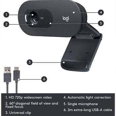 Logitech C505 HD Webcam with Long Range Microphone Corporate Gifts Singapore