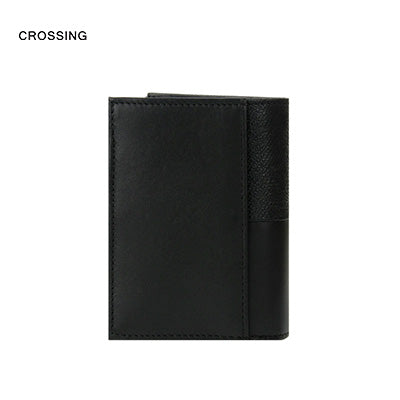 Crossing Infinite Short Leather Wallet With Coin Pouch RFID in black with credit card pockets and coin zip.