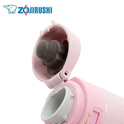 ZOJIRUSHI Stainless Steel Thermal Flask 0.3L with flip-top lid in Pearl Pink.