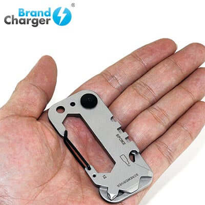 BrandCharger Twist 8 in 1 Tool in hand showcasing its compact design and versatile functions.