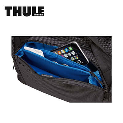 Thule Crossover 2 13″ Laptop Bag showing pocket with a smartphone and organizational compartments.