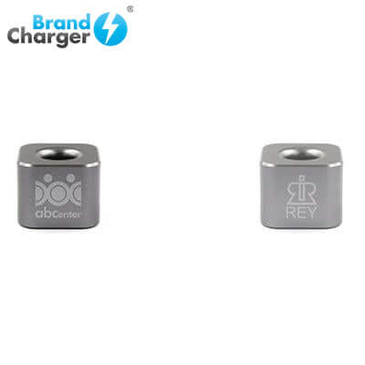 BrandCharger Qube Elegant Aluminium Apple Pencil Holder on display with branding.