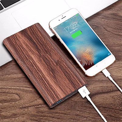 Woodgrain Qi Wireless power bank charger Corporate Gifts Singapore