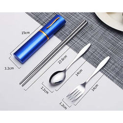 3pcs stainless steel cutlery set with folding chopsticks Corporate Gifts Singapore