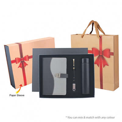 Giftsets Idea with stylish packaging, including a notebook and pen, perfect for corporate gifts.