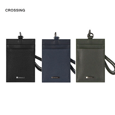 Crossing Infinite Leather Lanyard in black, blue, and green featuring quick access credit card pockets.