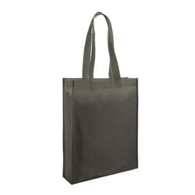 A4 Non-Woven Bag in dark gray, reusable and eco-friendly corporate gift option.