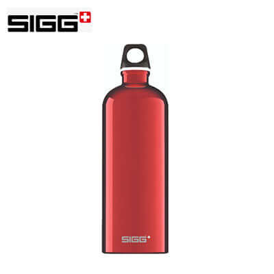SIGG Traveller 1L Aluminium Water Bottle in red with a sturdy design, perfect for corporate gift use.