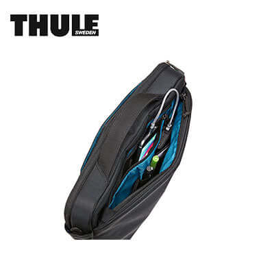 Thule Subterra MacBook Attaché 13" Laptop Bag showing interior organization pockets and pen loops.