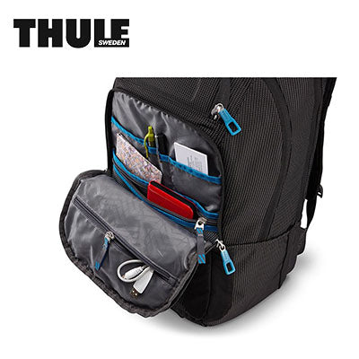 Thule Crossover 32L Laptop Backpack interior organizational compartments for electronics and accessories.