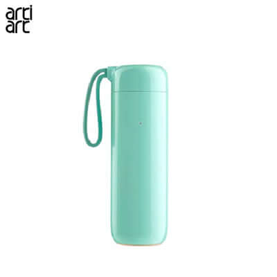 artiart Waterlogo Cloud Thermal Bottle in a mint green color with a wrist strap, perfect corporate gift.