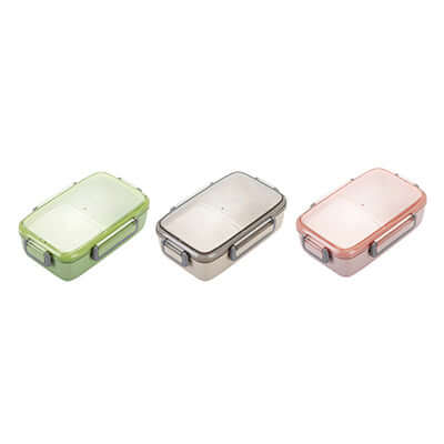 Microwave Ready Bento Lunch Box in green, gray, and pink colors for convenient lunches on-the-go.