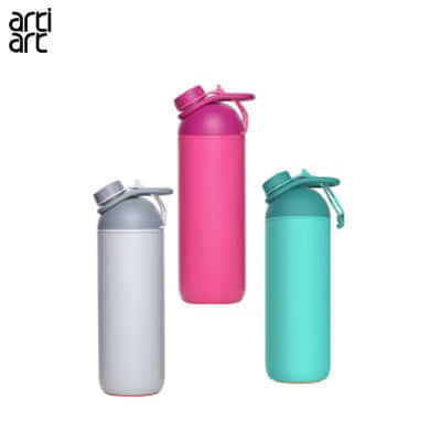 artiart Artist Suction Bottle in pink, gray, and turquoise colors, ideal as a corporate gift.