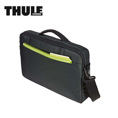 Thule Subterra MacBook Attaché 13" Laptop Bag in black with front pocket for accessories.