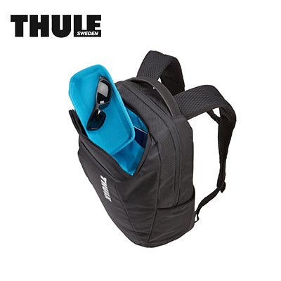 Thule Accent 14'' Laptop Backpack with sunglasses in SafeZone compartment.