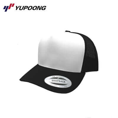 Yupoong 6005FW-B Truckers cap in black and white, perfect for corporate gifts and stylish headwear.