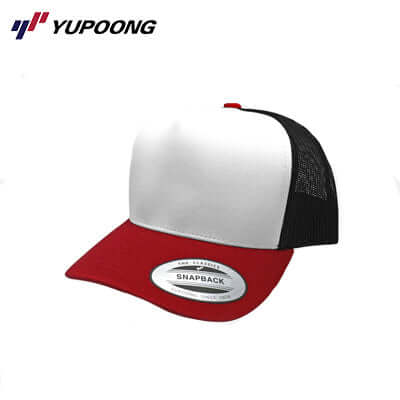 Yupoong 6005FW-B Truckers cap in Red/White/Black, ideal for style and comfort, perfect as a Corporate Gift.