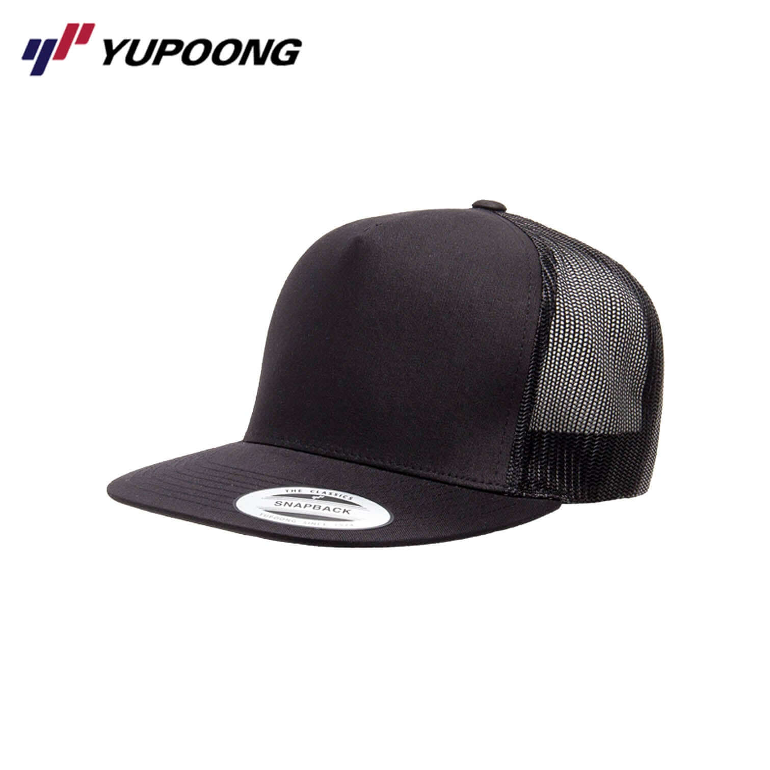 Yupoong 6006 Classic Trucker cap in black, perfect for corporate gift and stylish for any occasion.