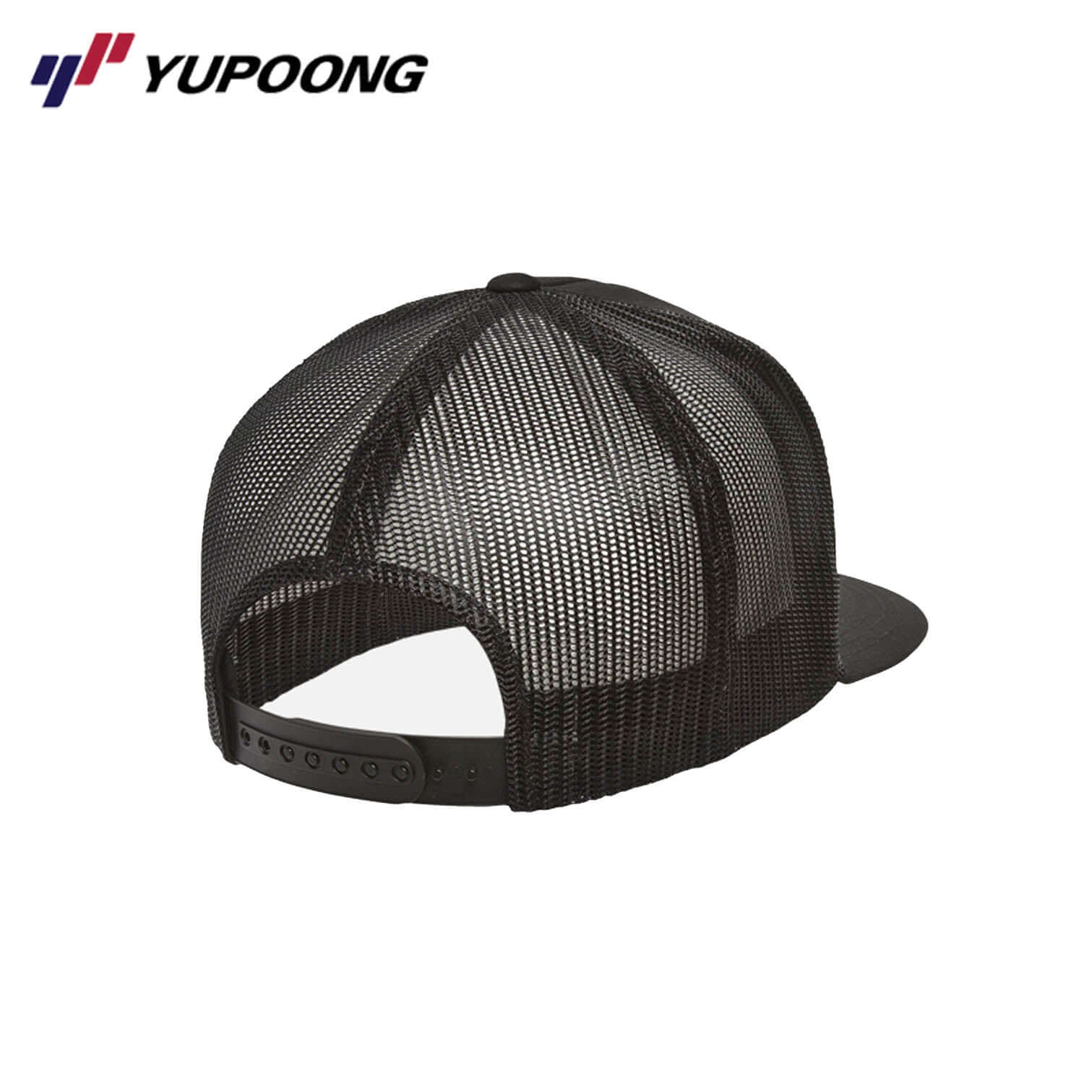 Yupoong 6006 Classic Trucker cap in black, perfect for corporate gift, versatile design for all head sizes.