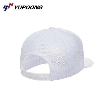 Yupoong 6006 Classic Trucker cap in white, featuring a durable mesh back and adjustable strap, perfect as a corporate gift.