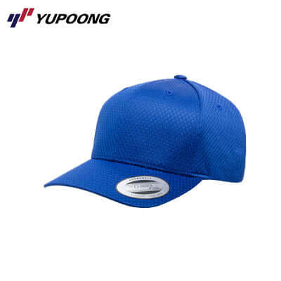 Yupoong 6008 Athletic Pro-Mesh Adjustable blue cap with a curved visor and mid-profile design.