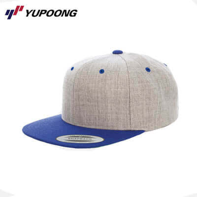 Yupoong 6089MT Premium Classic Snapback 2-tone in Heather Grey and Blue, perfect as a Corporate Gift.