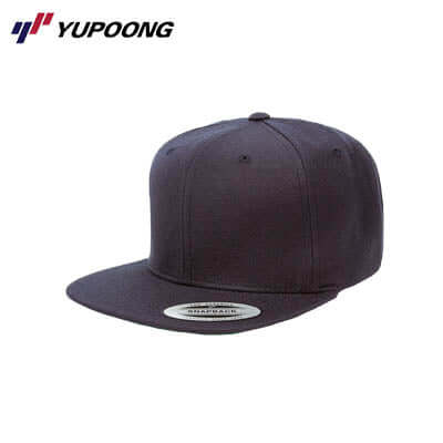 Yupoong 6089M Premium Classic Snapback dark grey cap featuring a high profile design and flat visor.