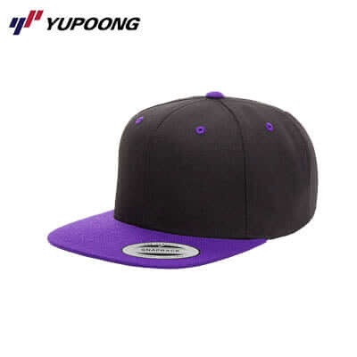 Yupoong 6089MT Premium Classic Snapback 2-tone in black and purple, perfect for stylish corporate gifts.