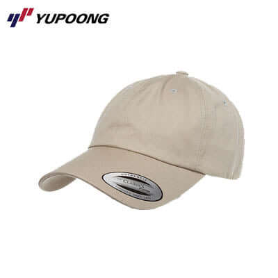 Yupoong 6245CM Dad Hat in beige with adjustable snapback and six panels for a stylish casual look.