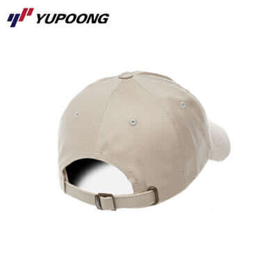 Yupoong 6245CM Dad Hat back view showing adjustable strap and light color, perfect corporate gift accessory.