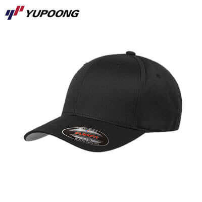 Yupoong 6277 Flexfit Wooly Combed Cap in black color, perfect for a comfortable and stylish fit.
