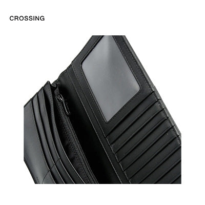 Interior view of Crossing Infinite Long Leather Wallet RFID featuring card pockets and ID window.