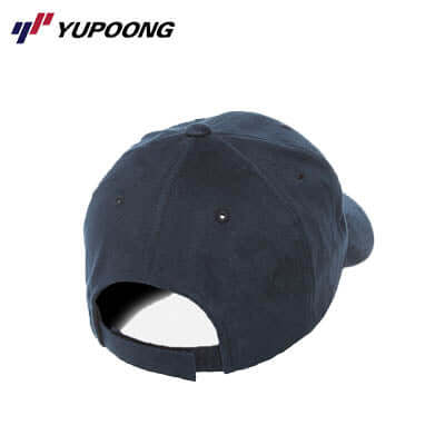 Yupoong 6363V Brushed Cotton Twill Cap in navy, showcasing back view with adjustable strap.
