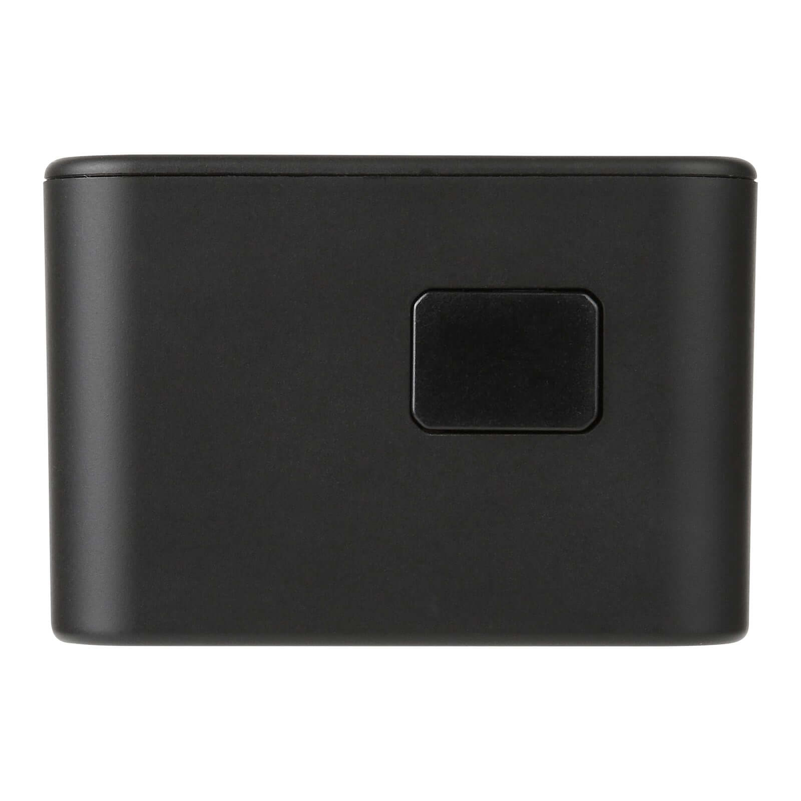 Verbatim 3 Port 65W PD 3.0 & QC 3.0 GaN Universal Travel Adaptor front view with compact black design.