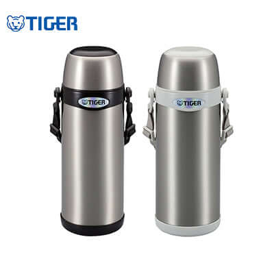 Tiger Stainless Steel Flask Bottle MBI-A in silver and black, perfect for keeping drinks hot or cold on the go.